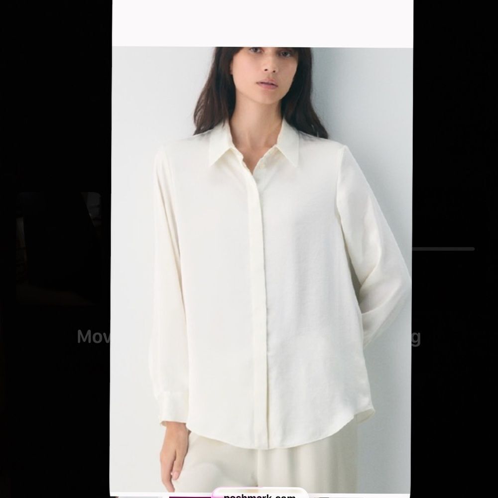 NWT BABATON Ivory Silk Button Down  Shirt Size Large